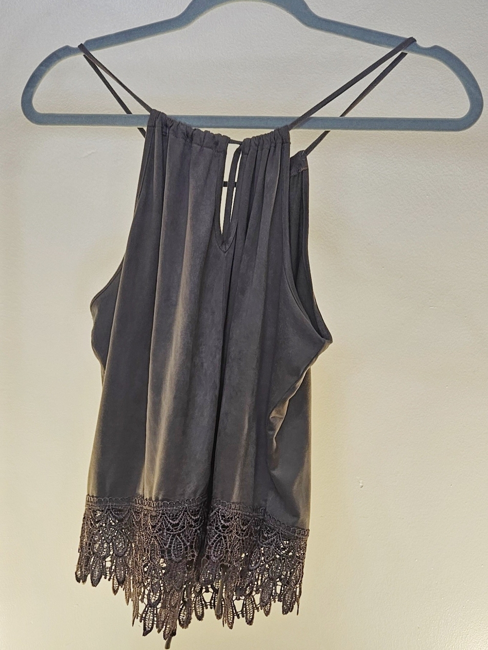Have Charcoal Gray Lace-Hem Halter Cami